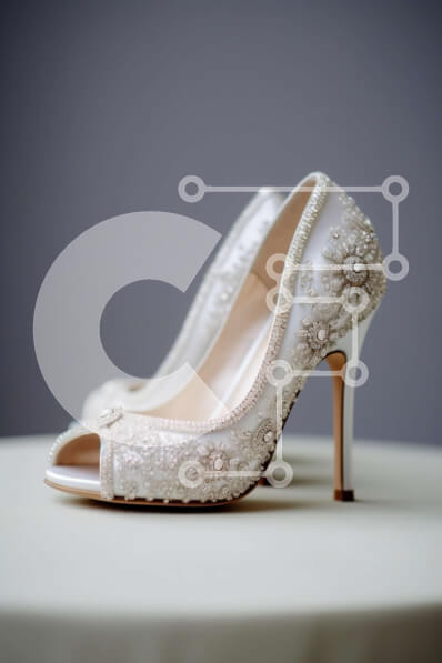 Intra Συλλεκτικό Ξύλινο Παζλ Plywood  4mm - Κομψές λευκές ψηλοτάκουνες γόβες με περίπλοκες λεπτομέρειες από δαντέλα Σε Ξύλινο Κουτί - Διαστάσεις Puzzle: 10x10 cm – 25 κομμάτια