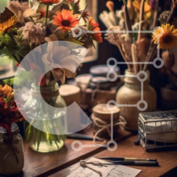 Intra Συλλεκτικό Ξύλινο Παζλ Plywood  4mm - Ξύλινο γραφείο με αποξηραμένα λουλούδια και φωτογραφία με θέα στον κήπο Σε Ξύλινο Κουτί - Διαστάσεις Puzzle: 10x10 cm – 25 κομμάτια - Image 1