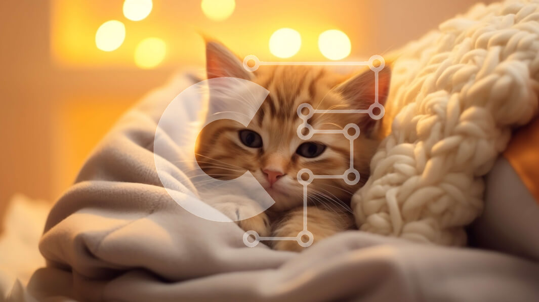 Intra Συλλεκτικό Ξύλινο Παζλ Plywood  4mm - Αξιολάτρευτο γατάκι ξαπλωμένο σε μια κουβέρτα Σε Ξύλινο Κουτί - Διαστάσεις: 10x10 cm – 25 κομμάτια