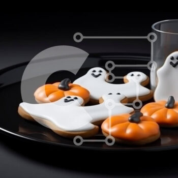 Intra Συλλεκτικό Ξύλινο Παζλ Plywood  4mm - Πιάτο με θέμα το Halloween με μπισκότα φαντάσματα και κολοκύθες Σε Ξύλινο Κουτί - Διαστάσεις Puzzle: 10x10 cm – 25 κομμάτια - Image 1