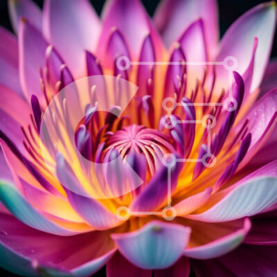 Intra Συλλεκτικό Ξύλινο Παζλ Plywood  4mm - Όμορφη κοντινή εικόνα ενός ροζ και κίτρινου λουλουδιού νούφαρου Σε Ξύλινο Κουτί - Διαστάσεις: 10x10 cm – 25 κομμάτια - Image 1