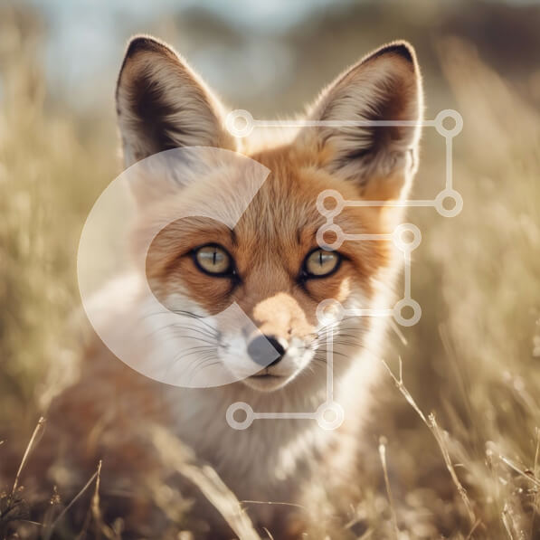 Intra Συλλεκτικό Ξύλινο Παζλ Plywood  4mm - Κόκκινη αλεπού σε ένα χωράφι με ψηλό γρασίδι Σε Ξύλινο Κουτί - Διαστάσεις: 10x10 cm – 25 κομμάτια