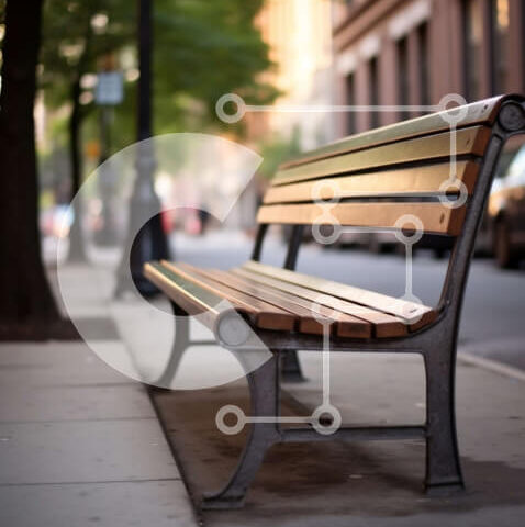 Intra Συλλεκτικό Ξύλινο Παζλ Plywood  4mm - Ξύλινος πάγκος χαλάρωσης σε ένα πεζοδρόμιο της πόλης Σε Ξύλινο Κουτί - Διαστάσεις Puzzle: 10x10 cm – 25 κομμάτια - Image 1