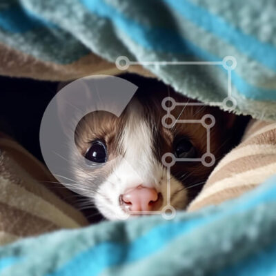 Intra Συλλεκτικό Ξύλινο Παζλ Plywood  4mm - Αξιολάτρευτο κοντινό πλάνο ενός κουνάβι που κρύβεται κάτω από μια κουβέρτα Σε Ξύλινο Κουτί - Διαστάσεις: 10x10 cm – 25 κομμάτια - Image 1