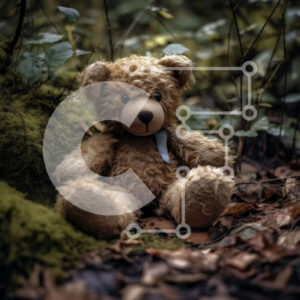 Intra Συλλεκτικό Ξύλινο Παζλ Plywood  4mm - Αξιολάτρευτη φωτογραφία του καφέ αρκουδάκι που περιβάλλεται από βρύα και λειχήνες Σε Ξύλινο Κουτί - Διαστάσεις: 10x10 cm – 25 κομμάτια