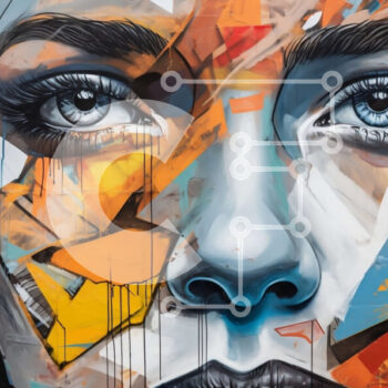 Intra Συλλεκτικό Ξύλινο Παζλ Plywood  4mm - Όμορφο πορτρέτο μιας γυναίκας με κλειστά μάτια και φωτεινό, πολύχρωμο φόντο Σε Ξύλινο Κουτί - Διαστάσεις Puzzle: 10x10 cm – 25 κομμάτια - Image 1