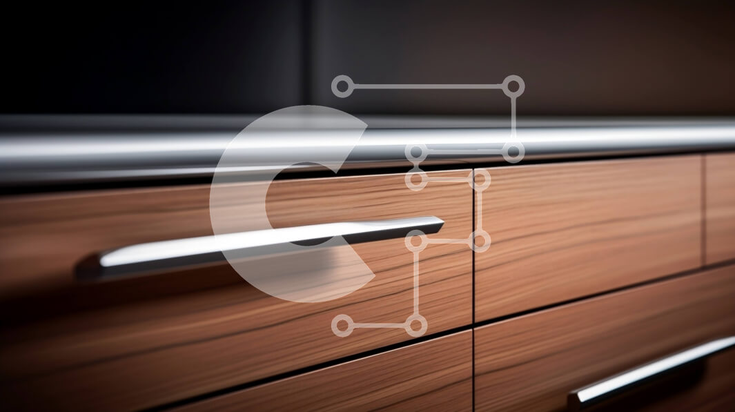 Intra Συλλεκτικό Ξύλινο Παζλ Plywood  4mm - Κοντινή όψη του μοντέρνου ξύλινου ντουλαπιού με συρτάρια και πόρτες Σε Ξύλινο Κουτί - Διαστάσεις Puzzle: 10x10 cm – 25 κομμάτια