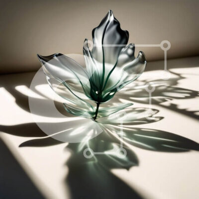 Intra Συλλεκτικό Ξύλινο Παζλ Plywood  4mm - Όμορφη εικόνα ενός διαφανούς γυάλινου βάζου με ένα μόνο πράσινο φύλλο Σε Ξύλινο Κουτί - Διαστάσεις: 10x10 cm – 25 κομμάτια - Image 1