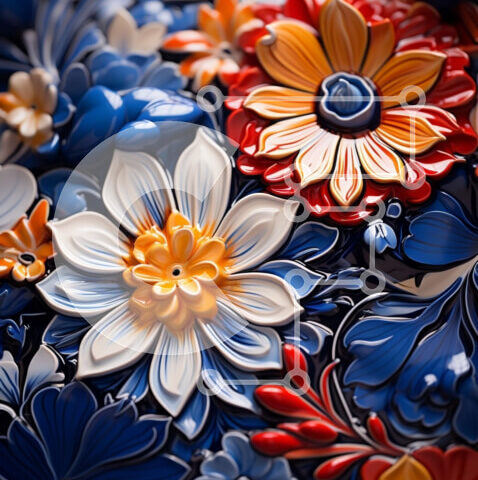 Intra Συλλεκτικό Ξύλινο Παζλ Plywood  4mm - Ζωντανό μωσαϊκό λουλουδιών με τριαντάφυλλα, μαργαρίτες και ηλίανθους Σε Ξύλινο Κουτί - Διαστάσεις Puzzle: 10x10 cm – 25 κομμάτια - Image 1