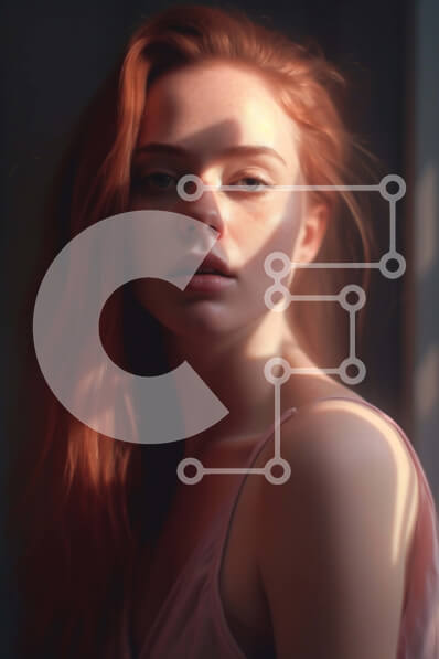 Intra Συλλεκτικό Ξύλινο Παζλ Plywood  4mm - Η πανέμορφη κοκκινομάλλα γυναίκα ποζάρει μπροστά από το ηλιόλουστο παράθυρο Σε Ξύλινο Κουτί - Διαστάσεις Puzzle: 10x10 cm – 25 κομμάτια