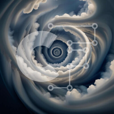 Intra Συλλεκτικό Ξύλινο Παζλ Plywood  4mm - Σαγηνευτική εικόνα μιας στροβιλιζόμενης δίνης σύννεφων στον ουρανό Σε Ξύλινο Κουτί - Διαστάσεις: 10x10 cm – 25 κομμάτια - Image 1