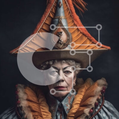 Intra Συλλεκτικό Ξύλινο Παζλ Plywood  4mm - Πολύχρωμη στολή και μεγάλο καπέλο: Ηλικιωμένη γυναίκα Σε Ξύλινο Κουτί - Διαστάσεις Puzzle: 10x10 cm – 25 κομμάτια - Image 1