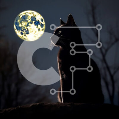 Intra Συλλεκτικό Ξύλινο Παζλ Plywood 4mm - Εκπληκτική εικόνα Μαύρης Γάτας και Πανσέληνου Σε Ξύλινο Κουτί - Διαστάσεις: 10x10 cm – 25 κομμάτια - Image 1