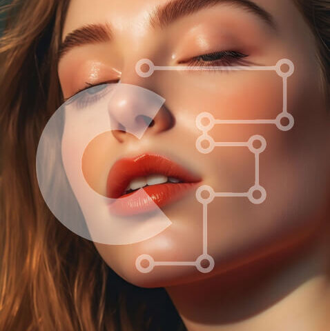 Intra Συλλεκτικό Ξύλινο Παζλ Plywood  4mm - Κομψή εικόνα μιας κοκκινομάλλας γυναίκας με μακριά κυματιστά μαλλιά και κόκκινο τοπ Σε Ξύλινο Κουτί - Διαστάσεις Puzzle: 10x10 cm – 25 κομμάτια - Image 1