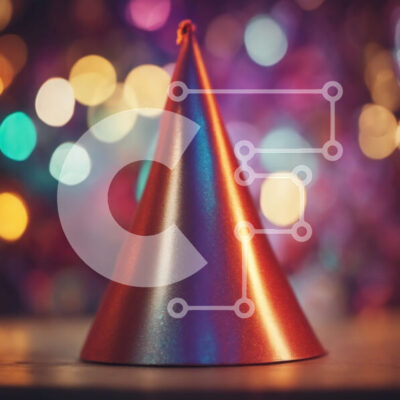 Intra Συλλεκτικό Ξύλινο Παζλ Plywood  4mm - Κόκκινο καπέλο για πάρτι στο τραπέζι με φόντο πολύχρωμα φώτα Σε Ξύλινο Κουτί - Διαστάσεις Puzzle: 10x10 cm – 25 κομμάτια - Image 1