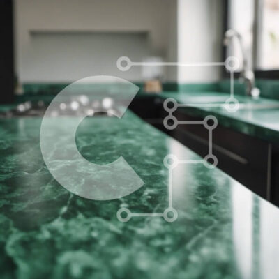 Intra Συλλεκτικό Ξύλινο Παζλ Plywood  4mm - Πράσινος μαρμάρινος πάγκος σε πολυτελή κουζίνα Σε Ξύλινο Κουτί - Διαστάσεις Puzzle: 10x10 cm – 25 κομμάτια - Image 1