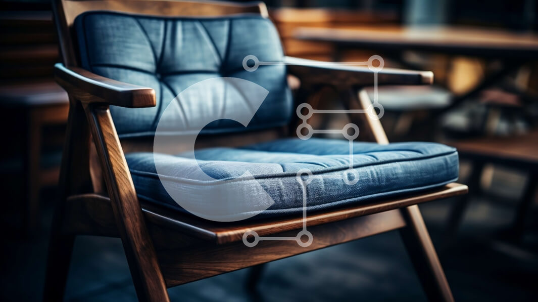 Intra Συλλεκτικό Ξύλινο Παζλ Plywood  4mm - Κομψή και κομψή ξύλινη καρέκλα με μπλε μαξιλάρι Σε Ξύλινο Κουτί - Διαστάσεις Puzzle: 10x10 cm – 25 κομμάτια