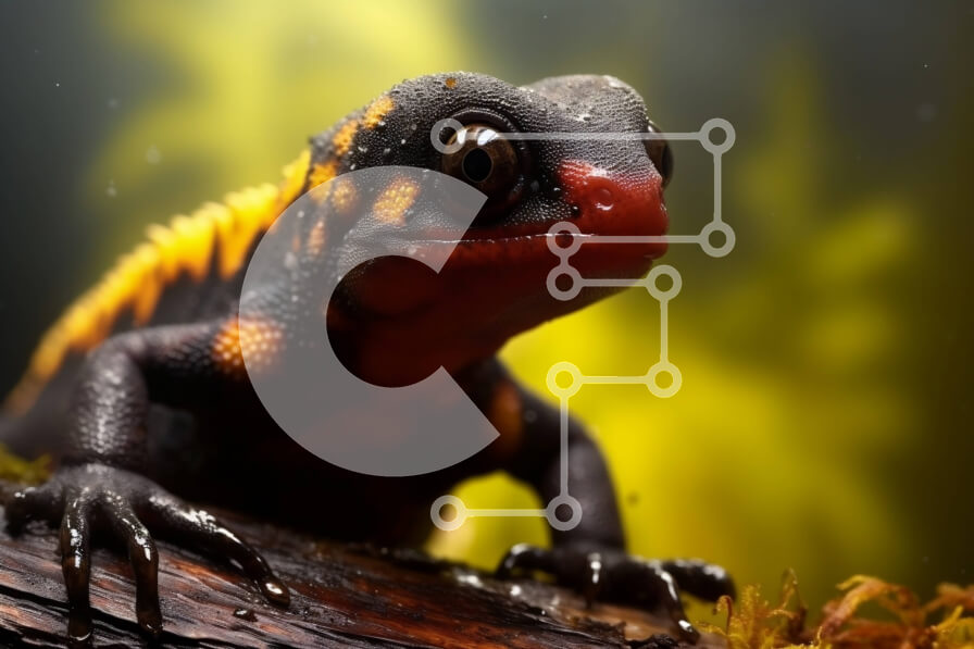 Intra Συλλεκτικό Ξύλινο Παζλ Plywood  4mm - Όμορφη εικόνα μιας σαλαμάνδρας σε ένα σκοτεινό ποώδη δάσος Σε Ξύλινο Κουτί - Διαστάσεις: 10x10 cm – 25 κομμάτια