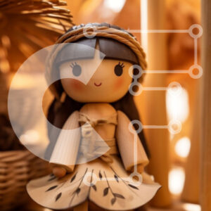 Intra Συλλεκτικό Ξύλινο Παζλ Plywood  4mm - Ξύλινη κούκλα σε ράφι με καλάθια μπαμπού Σε Ξύλινο Κουτί - Διαστάσεις: 10x10 cm – 25 κομμάτια