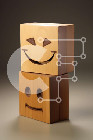 Intra Συλλεκτικό Ξύλινο Παζλ Plywood  4mm - Ξύλινοι μπλοκ με χαμογελαστά πρόσωπα Σε Ξύλινο Κουτί - Διαστάσεις: 10x10 cm – 25 κομμάτια