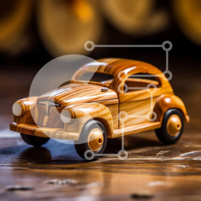 Intra Συλλεκτικό Ξύλινο Παζλ Plywood  4mm - Ξύλινο αυτοκίνητο σε ξύλινη επιφάνεια - Κλασικό σχέδιο Σε Ξύλινο Κουτί - Διαστάσεις Puzzle: 10x10 cm – 25 κομμάτια - Image 1