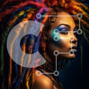 Intra Συλλεκτικό Ξύλινο Παζλ Plywood  4mm - Πολύχρωμη γυναίκα με Dreadlocks και μπλε σκιά ματιών Σε Ξύλινο Κουτί - Διαστάσεις Puzzle: 10x10 cm – 25 κομμάτια