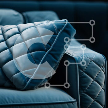 Intra Συλλεκτικό Ξύλινο Παζλ Plywood  4mm - Μπλε καναπές με καπιτονέ σχέδιο και ξύλινα πόδια Σε Ξύλινο Κουτί - Διαστάσεις Puzzle: 10x10 cm – 25 κομμάτια - Image 1