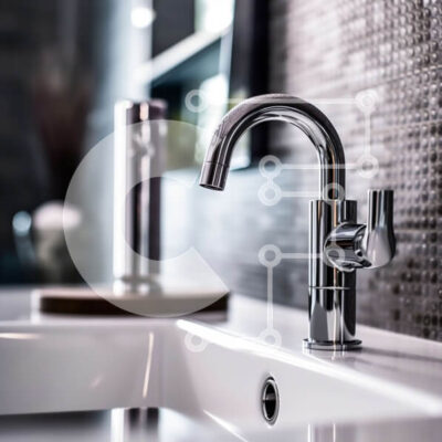 Intra Συλλεκτικό Ξύλινο Παζλ Plywood  4mm - Κομψός νιπτήρας μπάνιου με βρύση μονής τρύπας και ορθογώνιο καθρέφτη Σε Ξύλινο Κουτί - Διαστάσεις Puzzle: 10x10 cm – 25 κομμάτια - Image 1