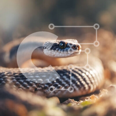 Intra Συλλεκτικό Ξύλινο Παζλ Plywood  4mm - Κοντινό πλάνο του κεφαλιού ενός μαύρου φιδιού Mamba Σε Ξύλινο Κουτί - Διαστάσεις: 10x10 cm – 25 κομμάτια - Image 1