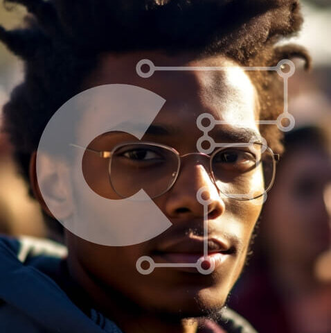 Intra Συλλεκτικό Ξύλινο Παζλ Plywood  4mm - Δροσερό και κομψό πορτρέτο ενός νεαρού άνδρα με dreadlocks και γυαλιά Σε Ξύλινο Κουτί - Διαστάσεις Puzzle: 10x10 cm – 25 κομμάτια - Image 1