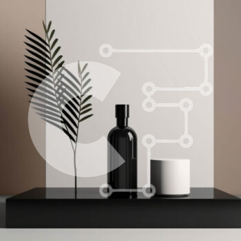 Intra Συλλεκτικό Ξύλινο Παζλ Plywood  4mm - Κομψοί εσωτερικοί χώροι: Μαύρο μπουκάλι και φυτό σε γλάστρα σε λευκό ράφι Σε Ξύλινο Κουτί - Διαστάσεις Puzzle: 10x10 cm – 25 κομμάτια - Image 1