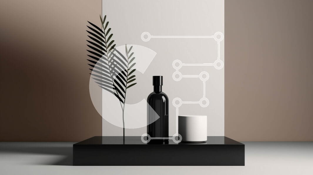 Intra Συλλεκτικό Ξύλινο Παζλ Plywood  4mm - Κομψοί εσωτερικοί χώροι: Μαύρο μπουκάλι και φυτό σε γλάστρα σε λευκό ράφι Σε Ξύλινο Κουτί - Διαστάσεις Puzzle: 10x10 cm – 25 κομμάτια