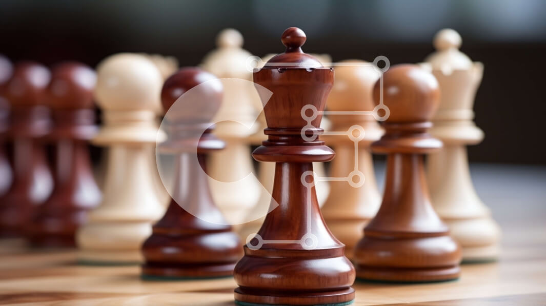 Intra Συλλεκτικό Ξύλινο Παζλ Plywood  4mm - Σκακιέρα με άσπρα και μαύρα κομμάτια σκακιού Σε Ξύλινο Κουτί - Διαστάσεις Puzzle: 10x10 cm – 25 κομμάτια