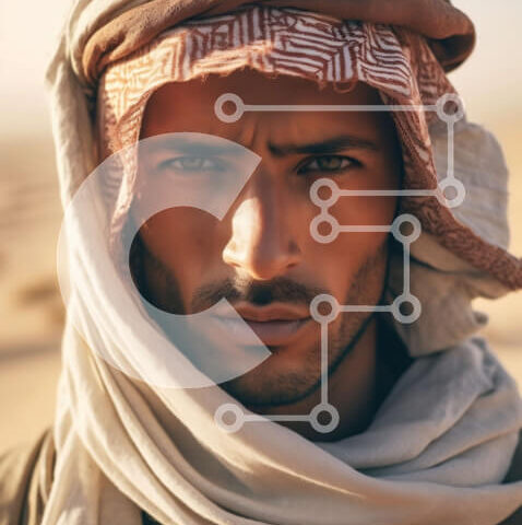 Intra Συλλεκτικό Ξύλινο Παζλ Plywood  4mm - Εκπληκτική φωτογραφία του Άραβα με παραδοσιακή ενδυμασία στην έρημο Σε Ξύλινο Κουτί - Διαστάσεις Puzzle: 10x10 cm – 25 κομμάτια - Image 1