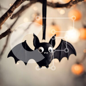 Intra Συλλεκτικό Ξύλινο Παζλ Plywood  4mm - Χαμογελαστή νυχτερίδα που κρέμεται από κλαδί δέντρου στο αμυδρά φωτισμένο δάσος Σε Ξύλινο Κουτί - Διαστάσεις: 10x10 cm – 25 κομμάτια