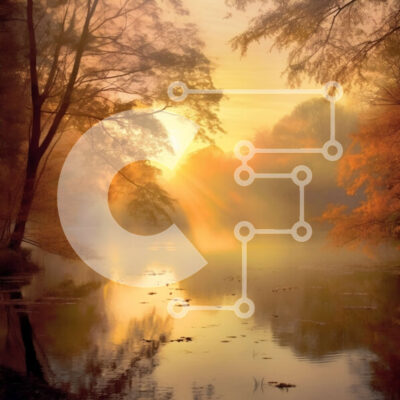 Intra Συλλεκτικό Ξύλινο Παζλ Plywood  4mm - Όμορφο ηλιοβασίλεμα πάνω από τη λίμνη Misty με δέντρα στις όχθες Σε Ξύλινο Κουτί - Διαστάσεις Puzzle: 10x10 cm – 25 κομμάτια - Image 1