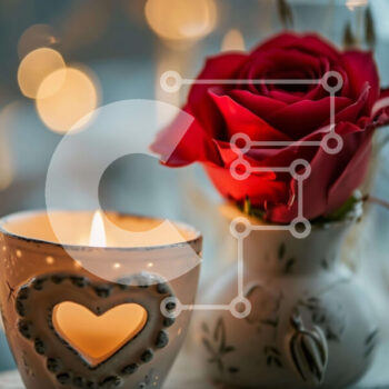 Intra Συλλεκτικό Ξύλινο Παζλ Plywood  4mm - Ρομαντικό κόκκινο τριαντάφυλλο και κερί στο περβάζι παραθύρου Σε Ξύλινο Κουτί - Διαστάσεις Puzzle: 10x10 cm – 25 κομμάτια - Image 1