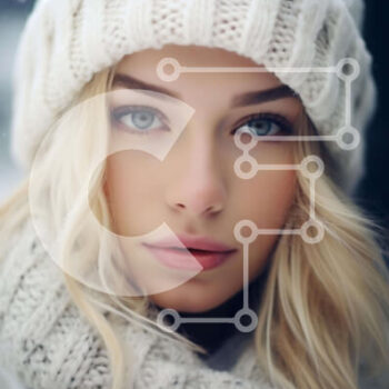 Intra Συλλεκτικό Ξύλινο Παζλ Plywood  4mm - Ξανθιά γυναίκα με πορτοκαλί καπέλο και κασκόλ Σε Ξύλινο Κουτί - Διαστάσεις Puzzle: 10x10 cm – 25 κομμάτια - Image 1