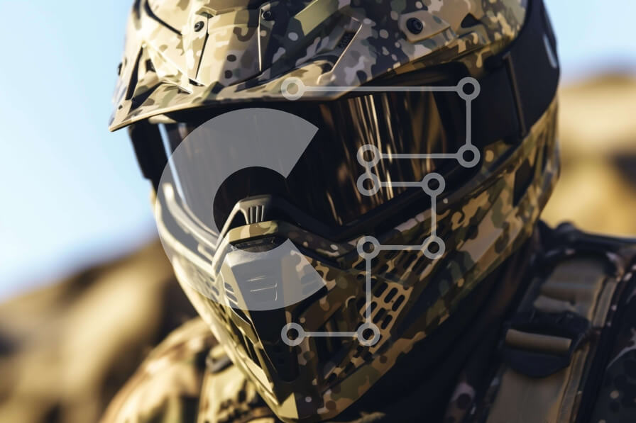 Intra Συλλεκτικό Ξύλινο Παζλ Plywood  4mm - Άνδρας που φορά κράνος παραλλαγής τύπου στρατού και γυαλιά Σε Ξύλινο Κουτί - Διαστάσεις Puzzle: 10x10 cm – 25 κομμάτια