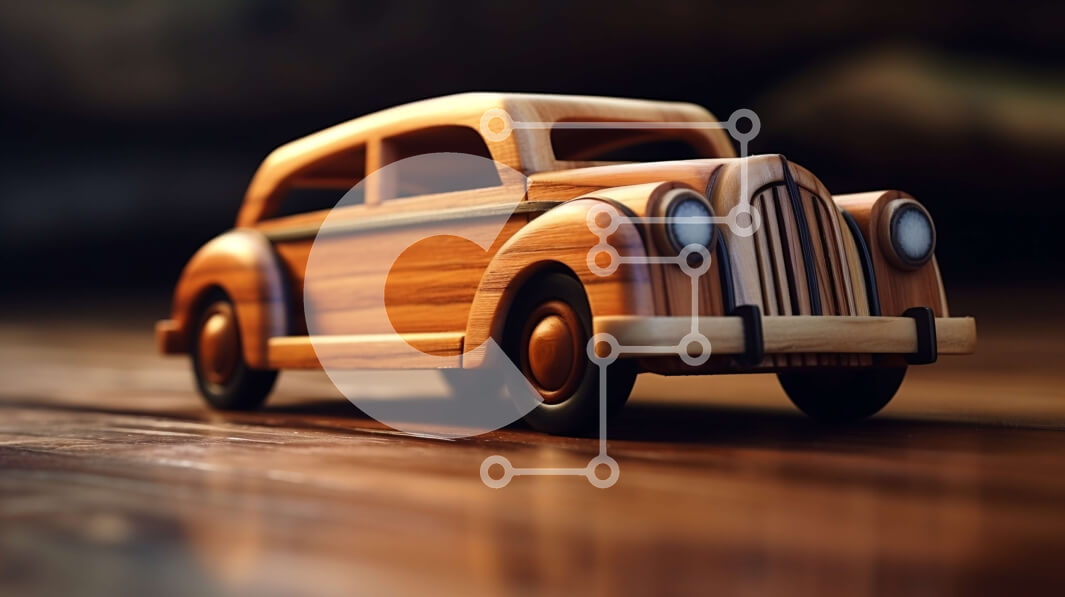 Intra Συλλεκτικό Ξύλινο Παζλ Plywood  4mm - Ξύλινο αυτοκίνητο σε ξύλινο πάτωμα Σε Ξύλινο Κουτί - Διαστάσεις: 10x10 cm – 25 κομμάτια