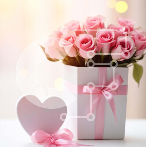 Intra Συλλεκτικό Ξύλινο Παζλ Plywood  4mm - Κομψή συσκευασία δώρου με ροζ τριαντάφυλλα Σε Ξύλινο Κουτί - Διαστάσεις Puzzle: 10x10 cm – 25 κομμάτια - Image 1