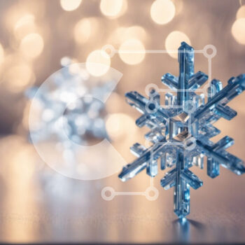 Intra Συλλεκτικό Ξύλινο Παζλ Plywood  4mm - Ασημένια διακόσμηση με νιφάδες χιονιού σε φωτισμένο φόντο Σε Ξύλινο Κουτί - Διαστάσεις Puzzle: 10x10 cm – 25 κομμάτια - Image 1