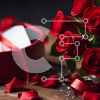 Intra Συλλεκτικό Ξύλινο Παζλ Plywood  4mm - Μπουκέτο με κόκκινα τριαντάφυλλα με κουτί δώρου στο τραπέζι Σε Ξύλινο Κουτί - Διαστάσεις Puzzle: 10x10 cm – 25 κομμάτια - Image 1