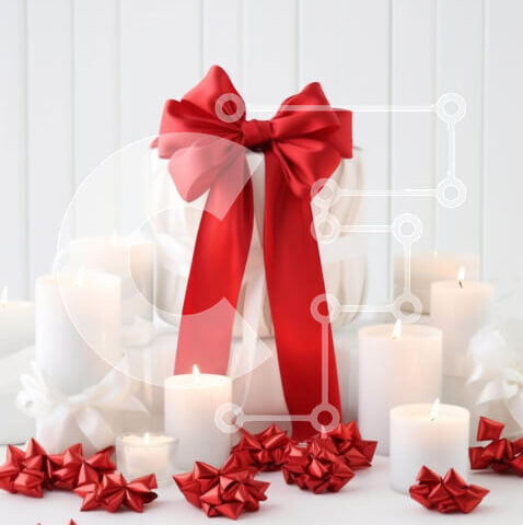 Intra Συλλεκτικό Ξύλινο Παζλ Plywood 4mm - Κουτί δώρου με κόκκινη κορδέλα και κεριά Σε Ξύλινο Κουτί - Διαστάσεις Puzzle: 10x10 cm – 25 κομμάτια - Image 1