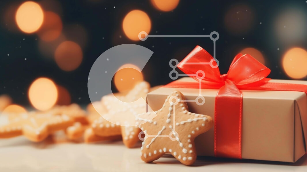 Intra Συλλεκτικό Ξύλινο Παζλ Plywood  4mm - Καφέ Κουτί δώρου με μπισκότα μελόψωμο και στολίδια με αστέρια Σε Ξύλινο Κουτί - Διαστάσεις: 10x10 cm – 25 κομμάτια