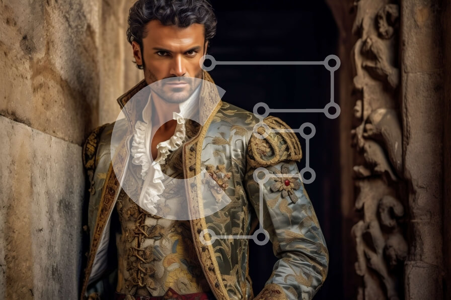 Intra Συλλεκτικό Ξύλινο Παζλ Plywood  4mm - Πορτρέτο ενός άνδρα με περίτεχνο χρυσοκέντητο μπουφάν Σε Ξύλινο Κουτί - Διαστάσεις Puzzle: 10x10 cm – 25 κομμάτια