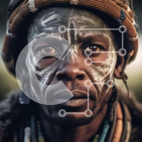 Intra Συλλεκτικό Ξύλινο Παζλ Plywood 4mm - Παραδοσιακός άνδρας της φυλής Himba με μπογιά προσώπου και κοσμήματα Σε Ξύλινο Κουτί - Διαστάσεις Puzzle: 10x10 cm – 25 κομμάτια - Image 1