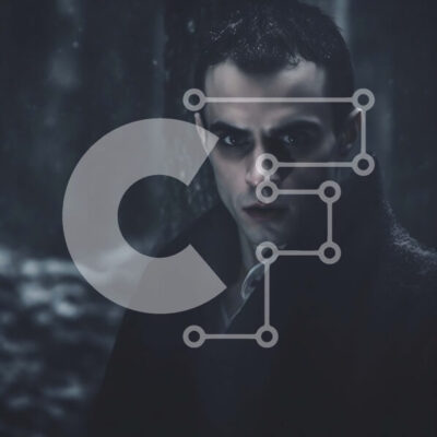 Intra Συλλεκτικό Ξύλινο Παζλ Plywood  4mm - Απαίσιος άντρας με λαμπερά κόκκινα μάτια στο σκοτεινό δάσος Σε Ξύλινο Κουτί - Διαστάσεις Puzzle: 10x10 cm – 25 κομμάτια - Image 1