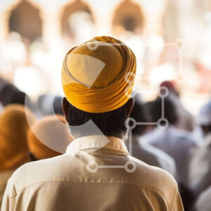 Intra Συλλεκτικό Ξύλινο Παζλ Plywood  4mm - Άνδρας που φορά πορτοκαλί τουρμπάνι σε θρησκευτική εκδήλωση Σε Ξύλινο Κουτί - Διαστάσεις Puzzle: 10x10 cm – 25 κομμάτια