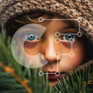 Intra Συλλεκτικό Ξύλινο Παζλ Plywood  4mm - Αξιολάτρευτη εικόνα του νεαρού αγοριού που κρυφοκοιτάζει από πίσω από το δέντρο Σε Ξύλινο Κουτί - Διαστάσεις Puzzle: 10x10 cm – 25 κομμάτια